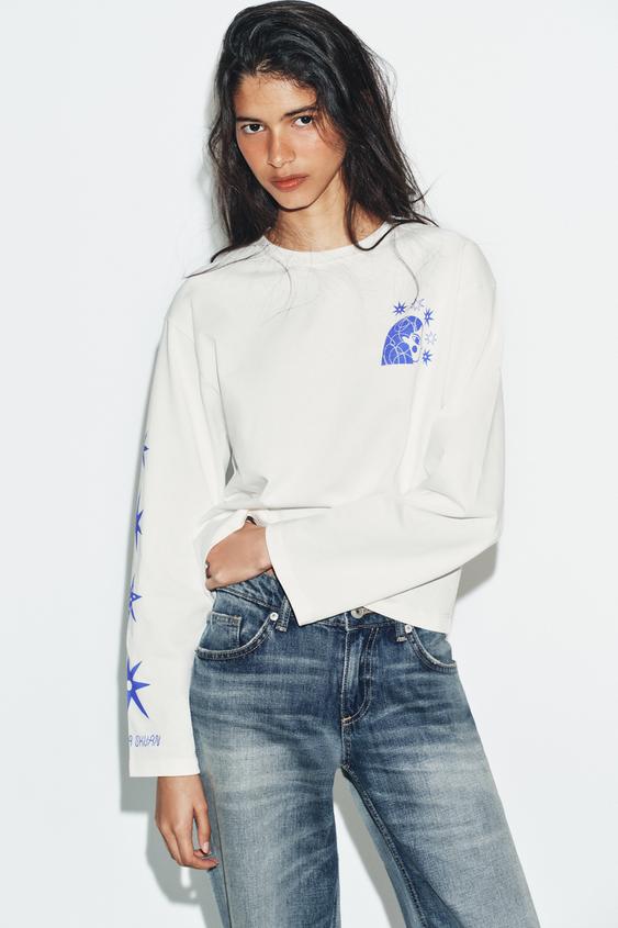 AGUSTINA SHUAN PRINTED LONG SLEEVE T-SHIRT from Zara - $39.90