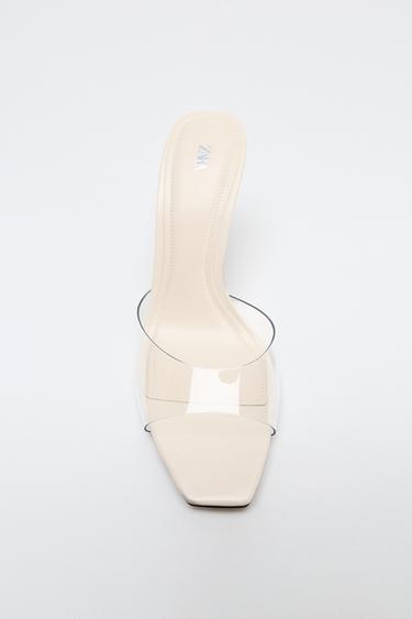 صندل فينيل بدون كعب خلفي - أبيض by Zara