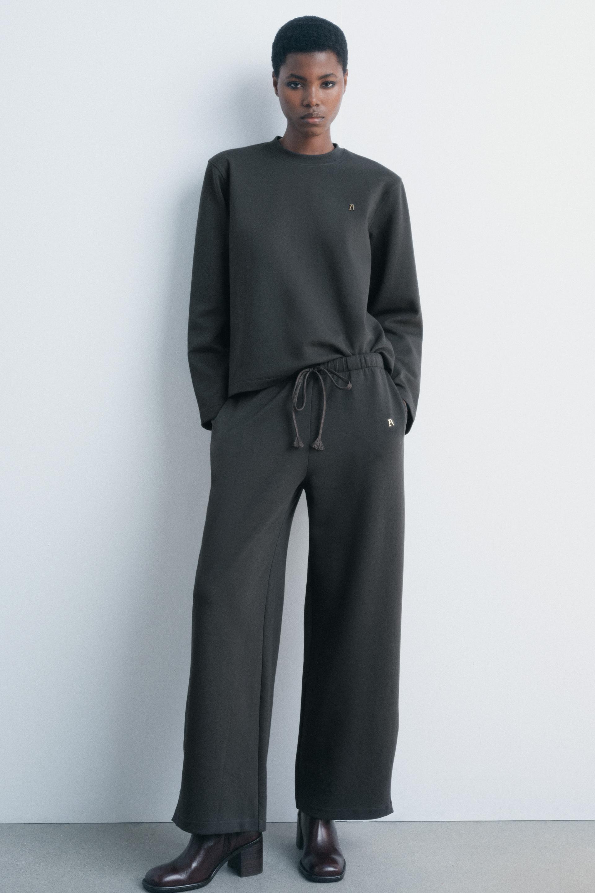 Dark grey wide leg trousers hotsell