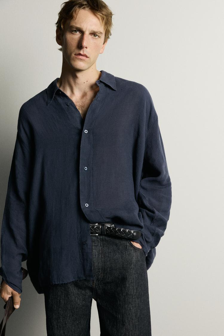 Camisa de lino 100% ligera de corte relajado 5