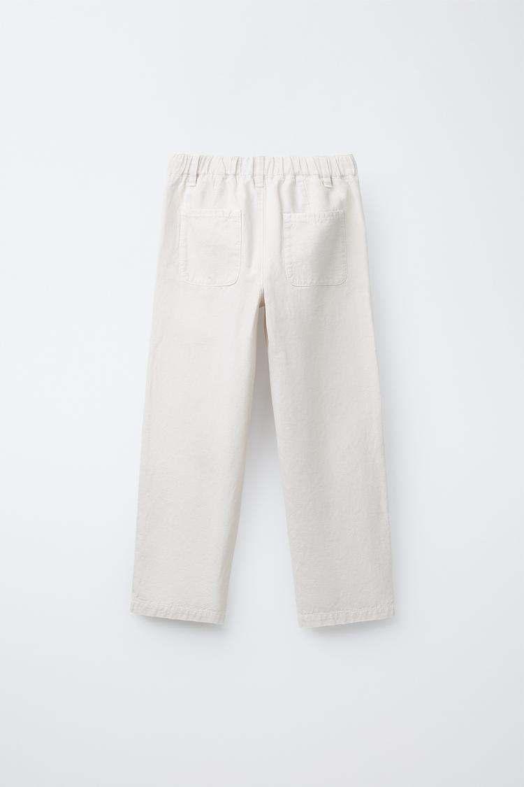 STRAIGHT-LEG COTTON-LINEN PANTS