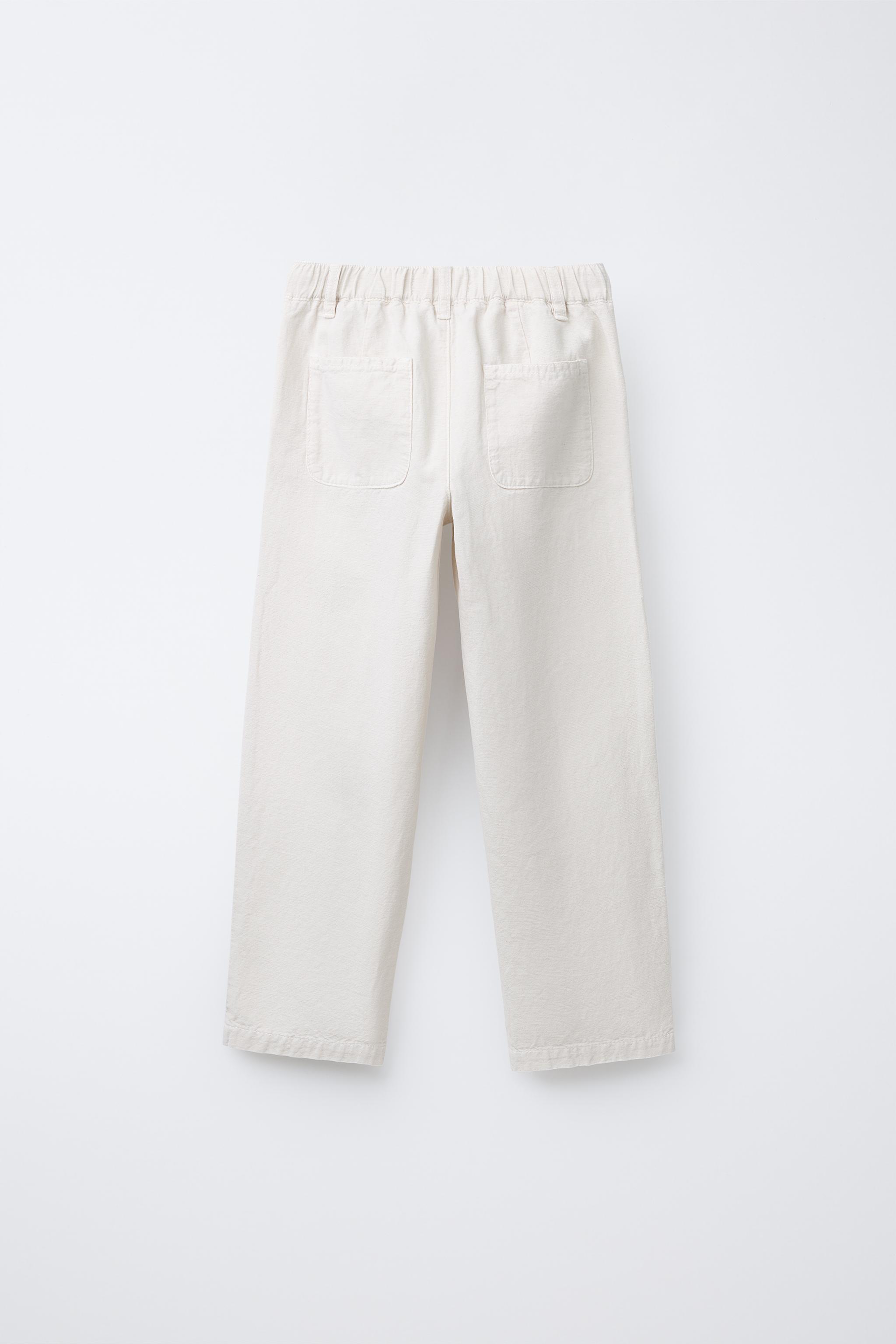 STRAIGHT-LEG COTTON-LINEN PANTS