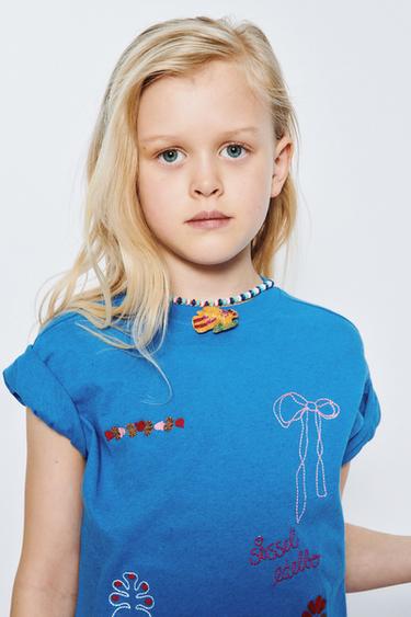 EMBROIDERED SISSEL EDELBO X ZARA KIDS T-SHIRT - Bluish by Zara