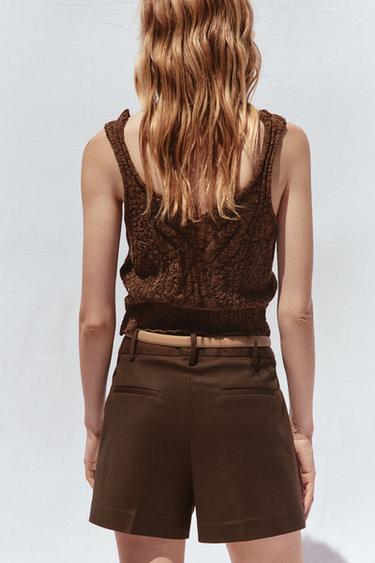 POINTELLE KNIT TOP - Brown by Zara - Image 2