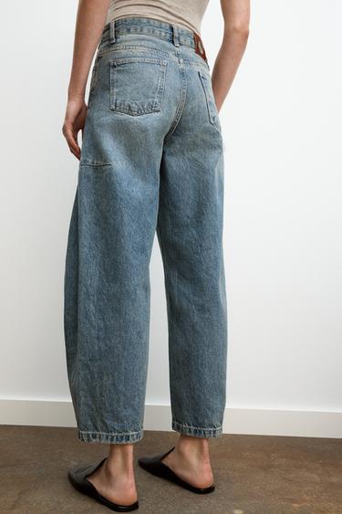 Zara ZW COLLECTION MID-RISE BALLOON JEANS - Light blue