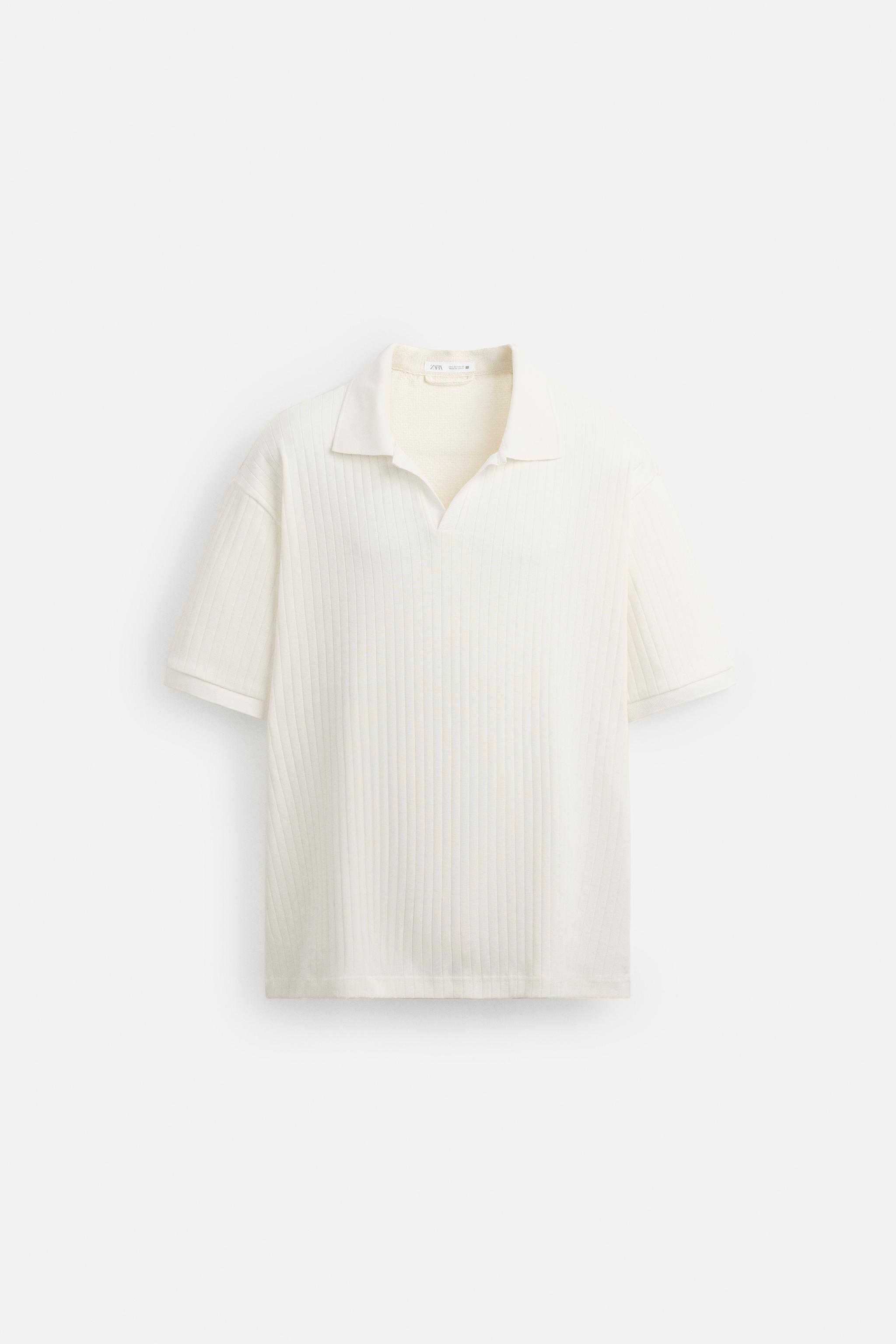 RIBBED TEXTURED POLO SHIRT - Ecru | ZARA United States