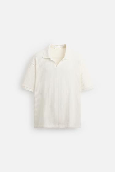 TEXTURED RIBBED POLO SHIRT - Ecru by Zara