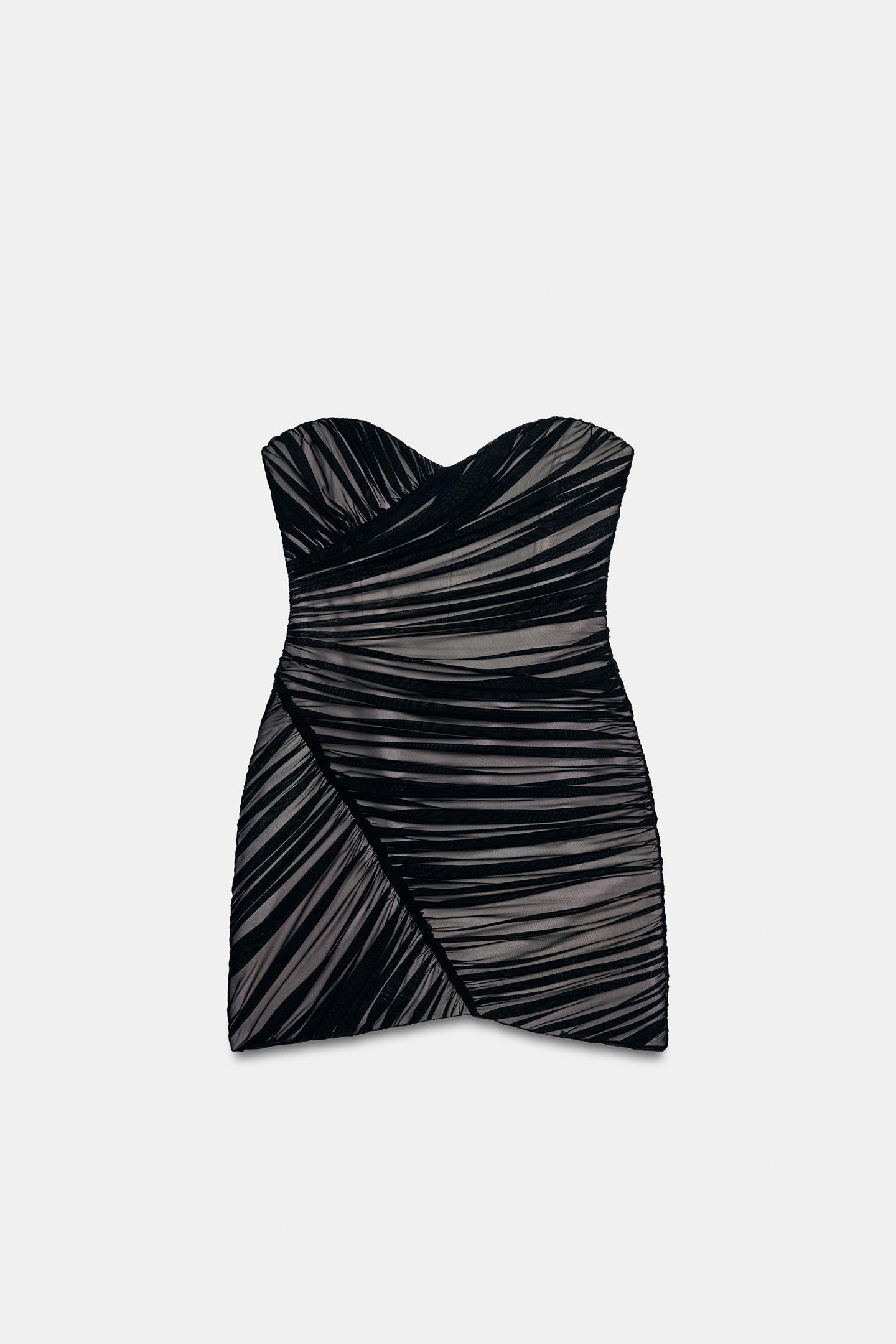 Женское платье Zara Draped Tulle Mini, цвет: Чёрный — фото 6