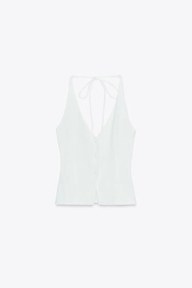 TOP CHALECO TEXTURA - Blanco de Zara