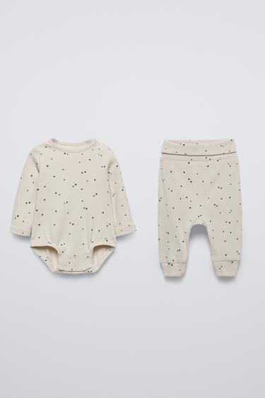 STAR PRINT BODYSUIT AND LEGGINGS SET - Ecru by Zara