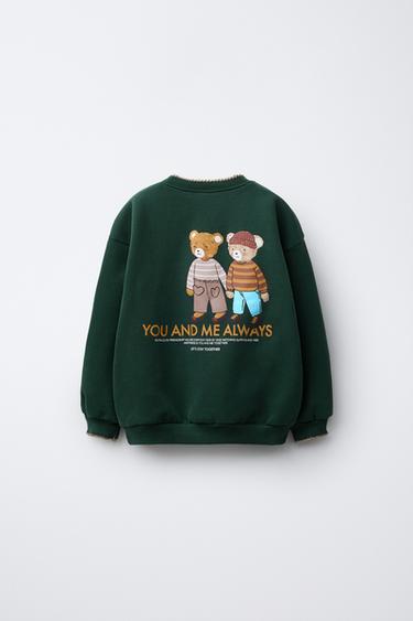 CONTRAST BEARS SWEATSHIRT - Dark green by Zara - Image 1