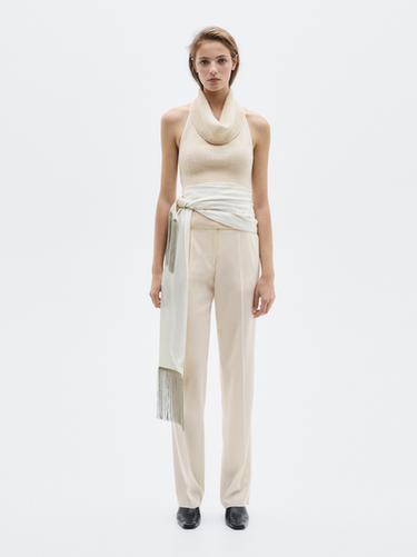 Top punto halter alpaca seda - LIMITED - Crudo de Zara - Imagen 0