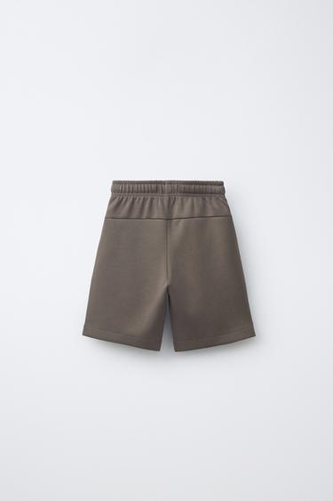 SPORTY SLOGAN BERMUDA SHORTS - Brown by Zara - Image 1