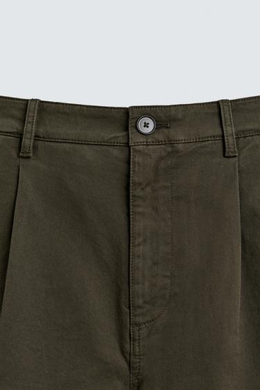 PLEATED CHINO TROUSERS - Green by Zara - Image 8