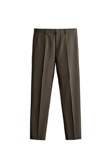 Zara COMFORT SUIT PANTS - Chocolate