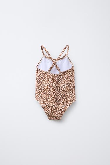 2-6 YEARS/ ANIMAL PRINT CUT-OUT SWIMSUIT - Light beige by Zara - Image 1