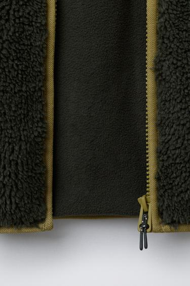 BLOUSON EFFET MOUTON COLOR BLOCK - Kaki de Zara - Image 8