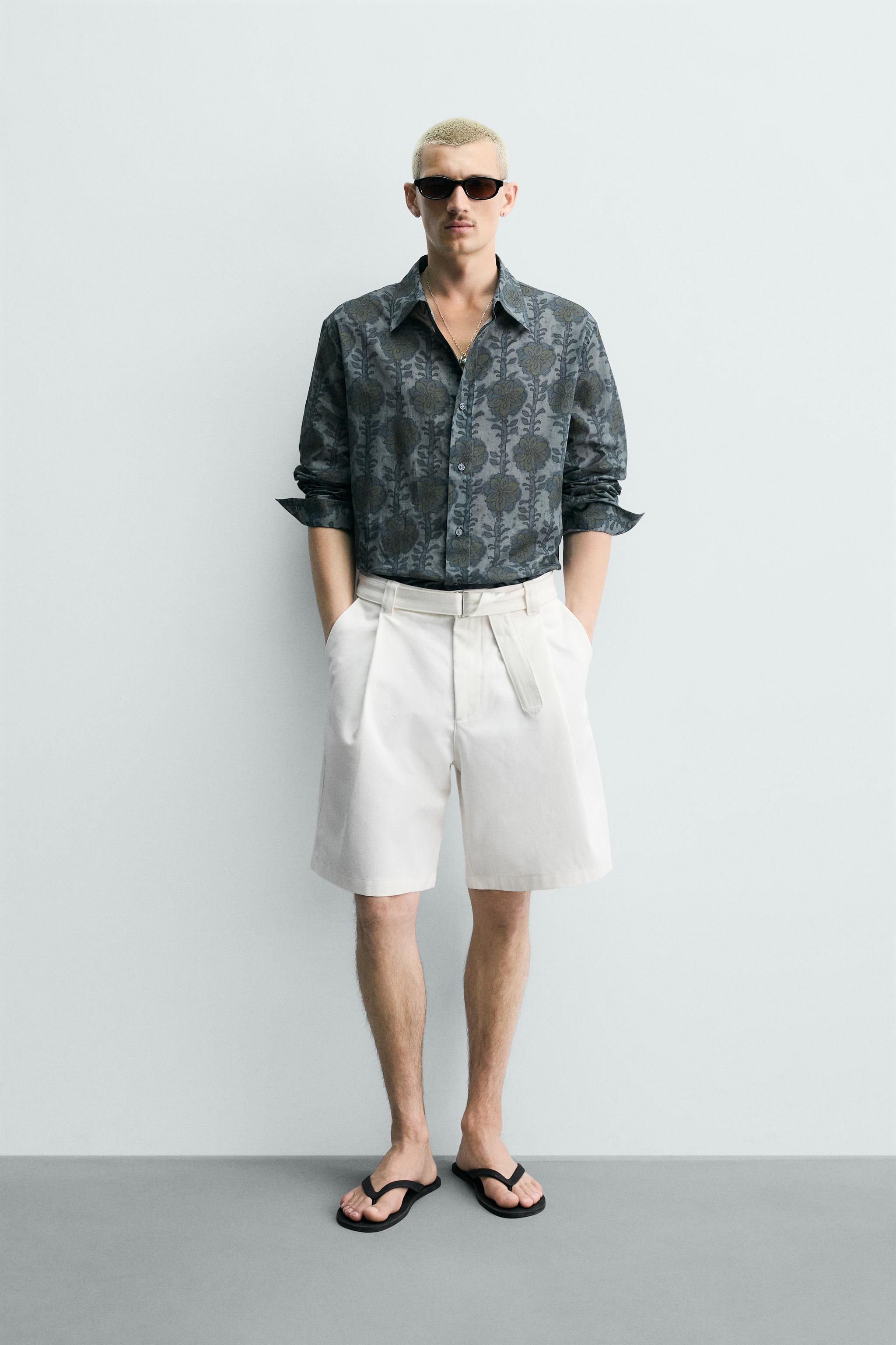 RELAXED FIT FLORAL PRINT SHIRT - Greens | ZARA Canada