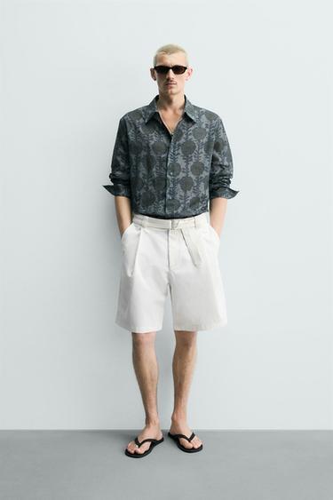 RELAXED FIT FLORAL PRINT SHIRT - Greens by Zara - Image 0