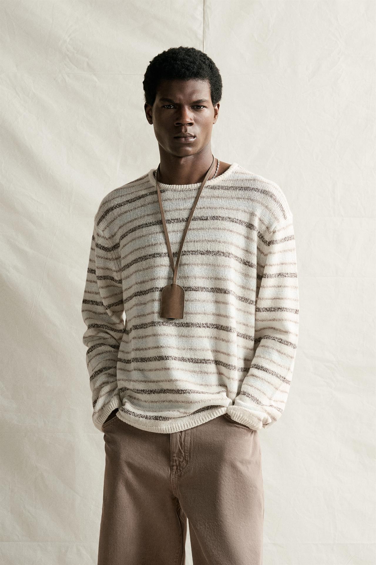 LINEN - CASHMERE STRIPED JUMPER — Striped