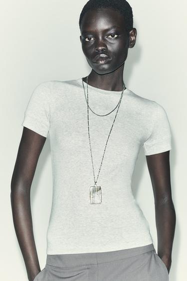 MINIMAL SHORT SLEEVE T-SHIRT - Grey marl by Zara