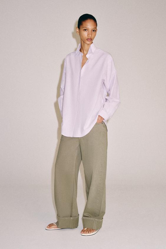 CHEMISE À RAYURES ZW COLLECTION - Mauve de Zara - Image 0