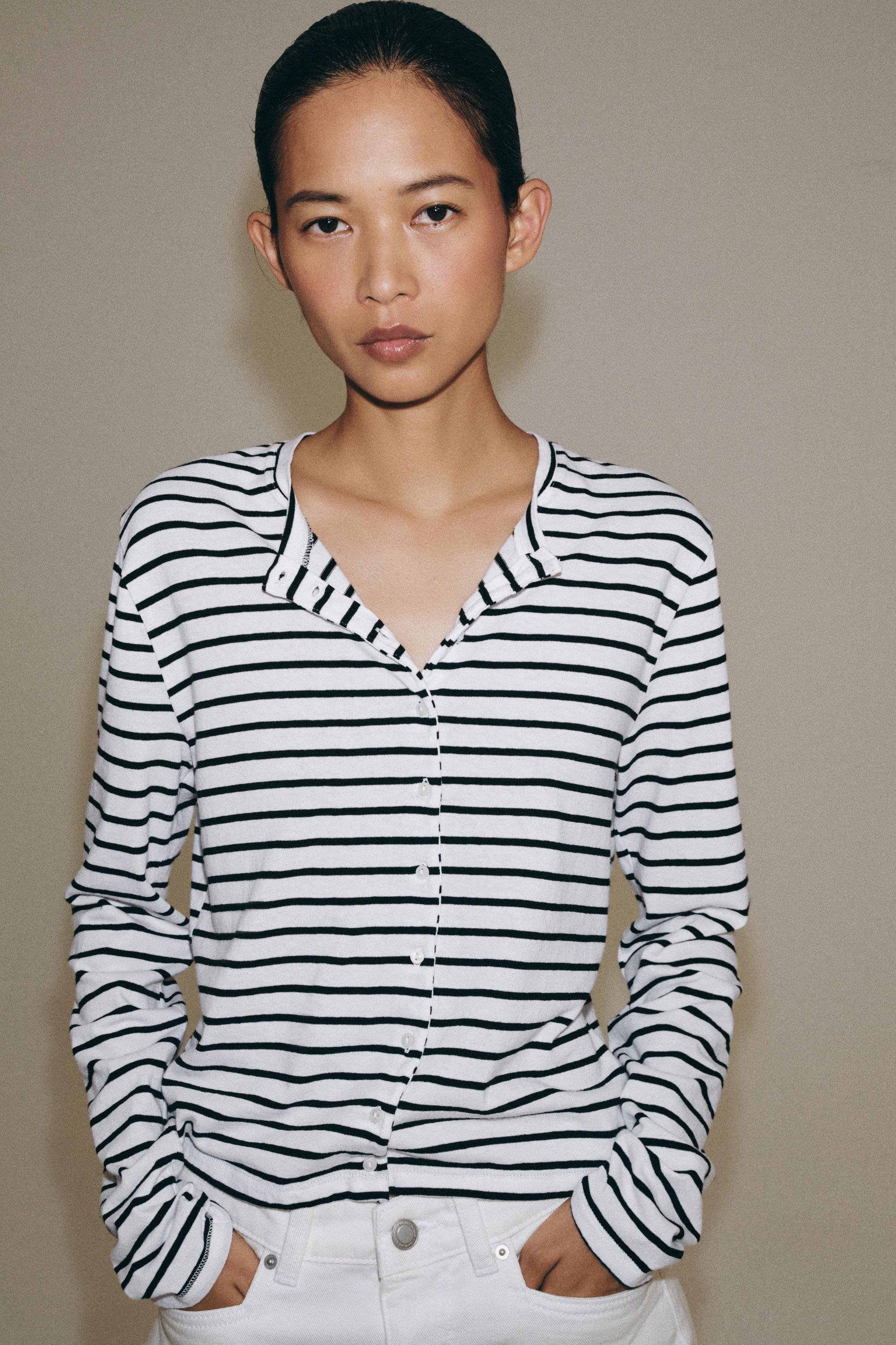 Женские футболки Zara 100% COTTON BUTTON T-SHIRT — фото 2