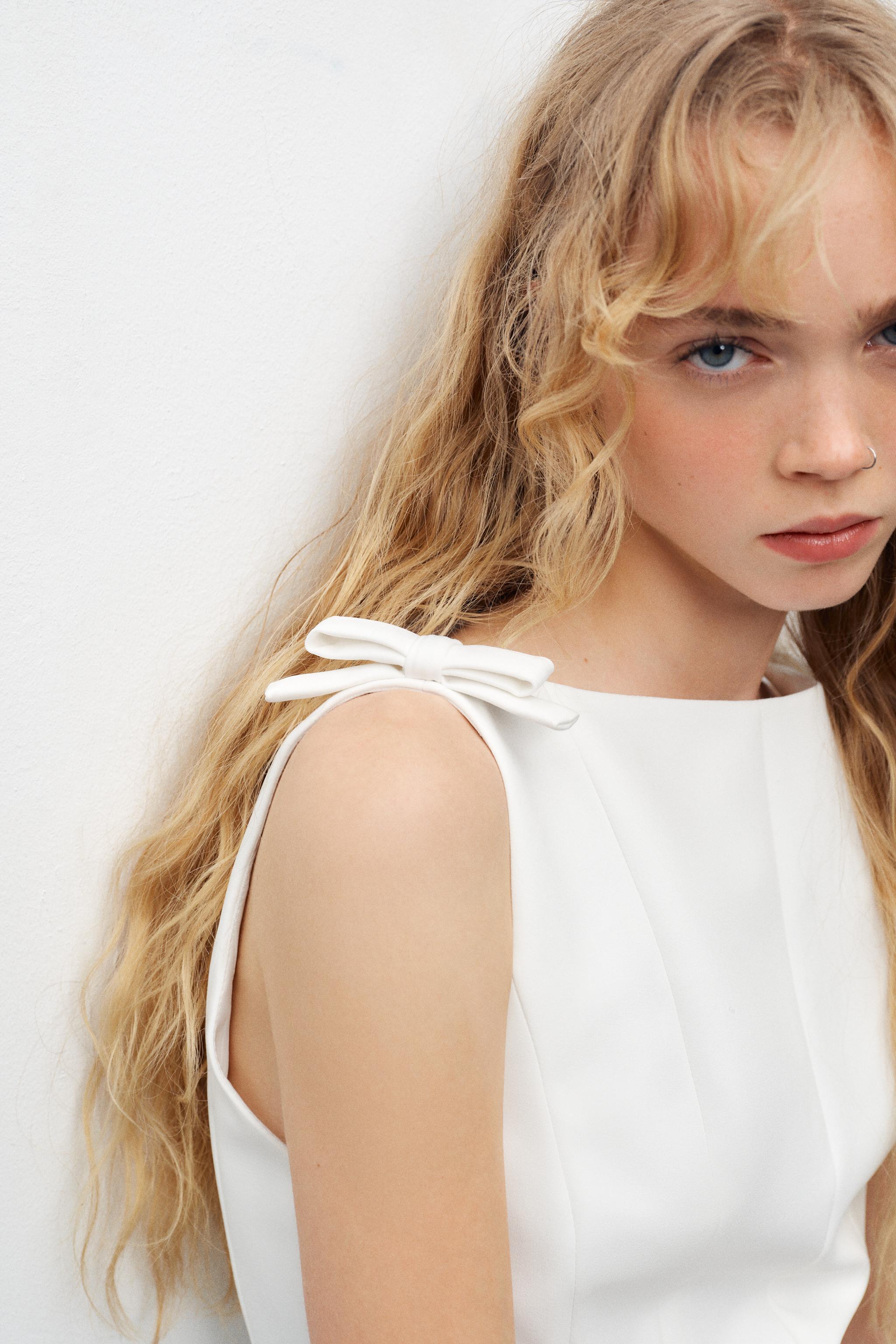 ペプラムリボン トップス - ホワイト | ZARA Japan / 日本