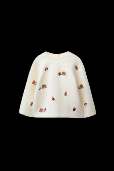 KNIT JUMPER WITH EMBROIDERED HEDGEHOGS - Ecru by Zara - Image 0