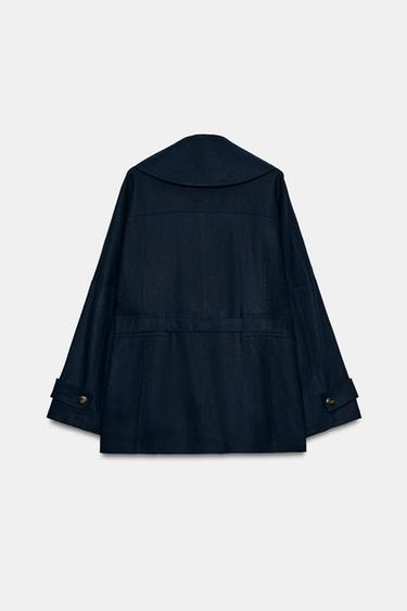 CHAQUETA TRENCH CON LINO CINTURÓN - Marino de Zara