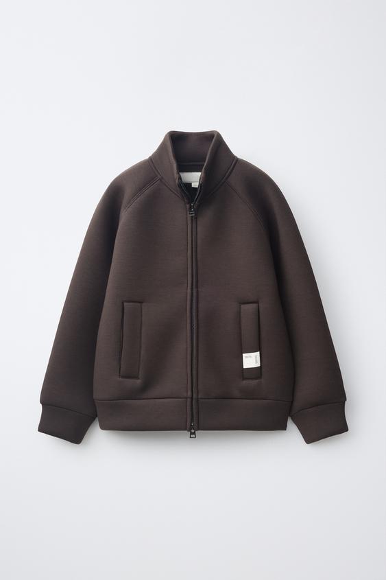 SUDADERA ZIPPER NEOPRENO - Marrón de Zara - Imagen 0