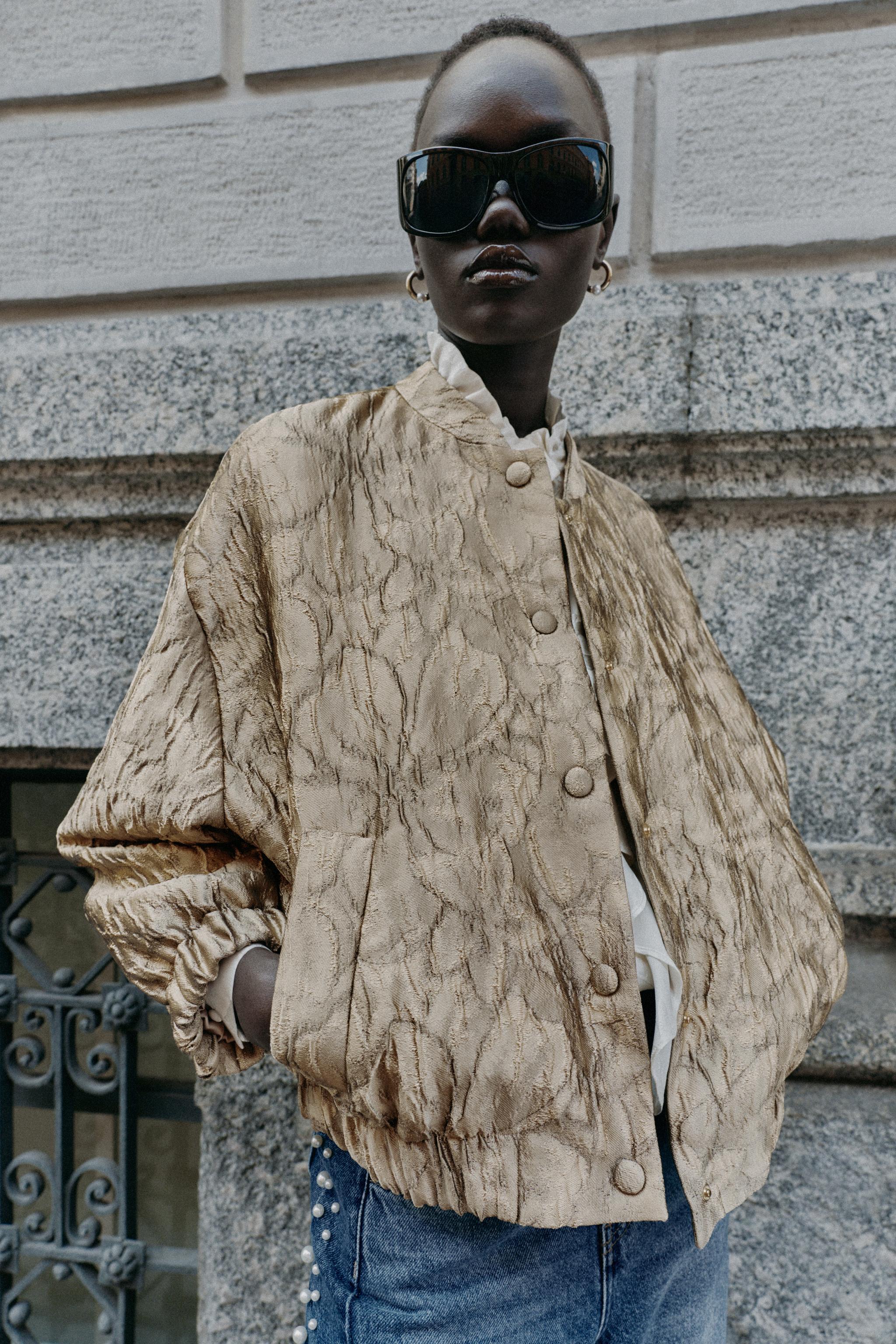 FLORAL JACQUARD BOMBER JACKET