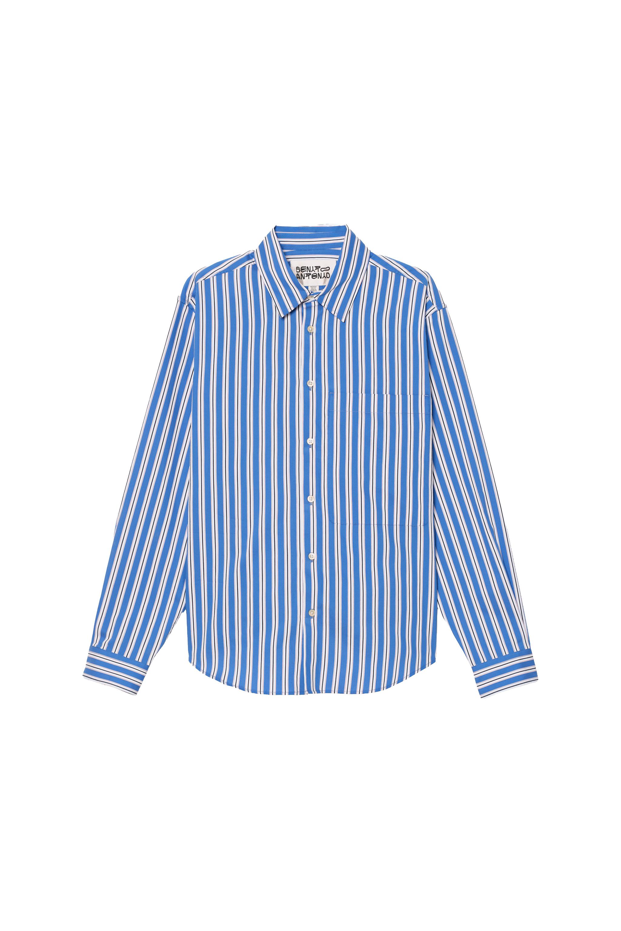 RELAXED FIT STRIPED SHIRT — Blue / Indigo