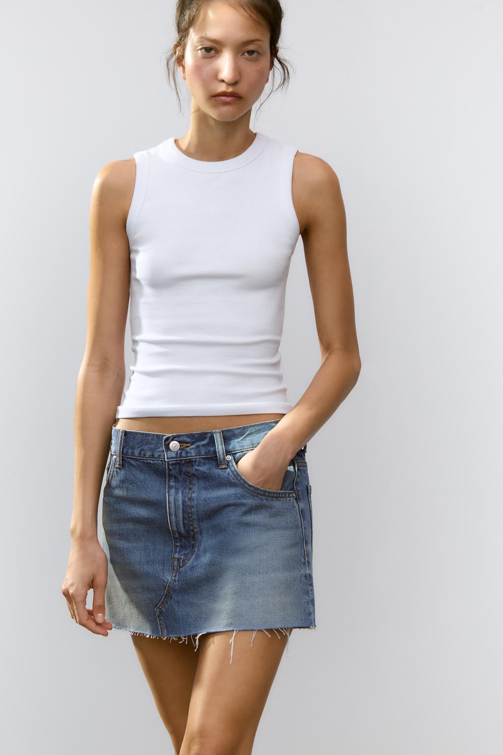 Thumbnail image for TRF LOW-RISE DENIM MINI SKIRT