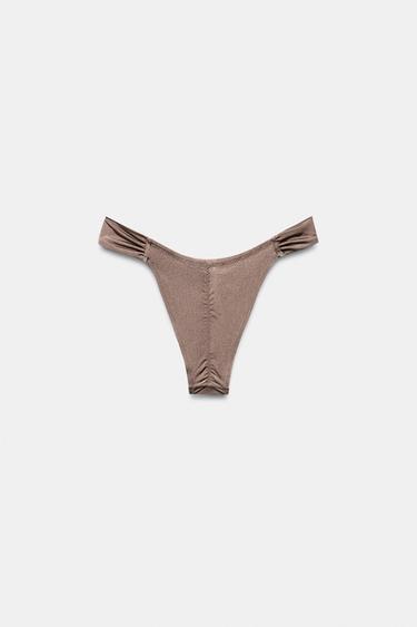 BAS DE BIKINI PLISSÉ - Gris taupe de Zara - Image 2