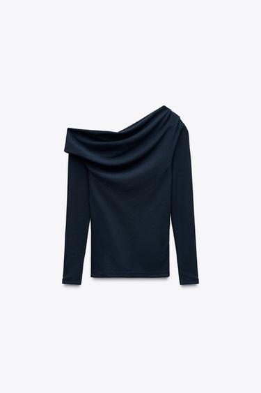 ASYMMETRIC SOFT INTERLOCK TOP - Dark navy by Zara - Image 5