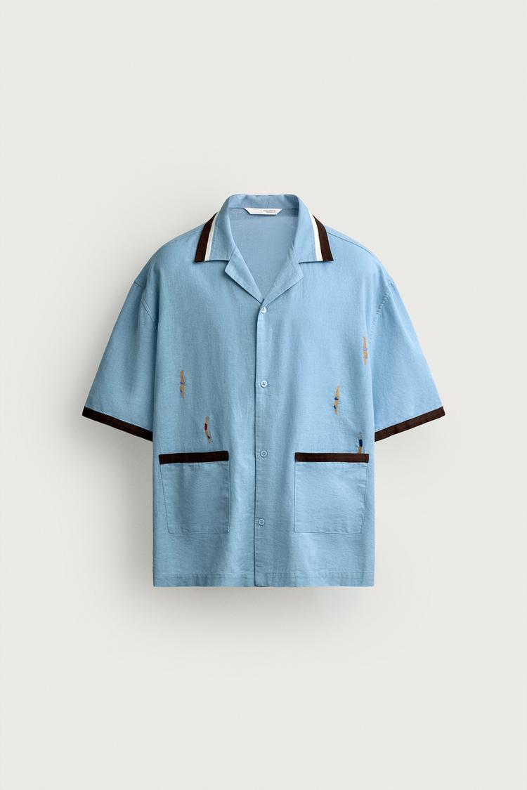 Camisa de corte relajado con espalda racerback y bordado 8