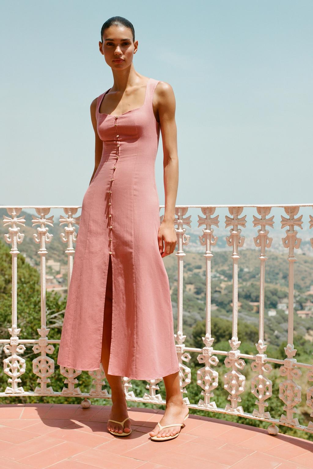 MIDI LINEN BLEND DRESS