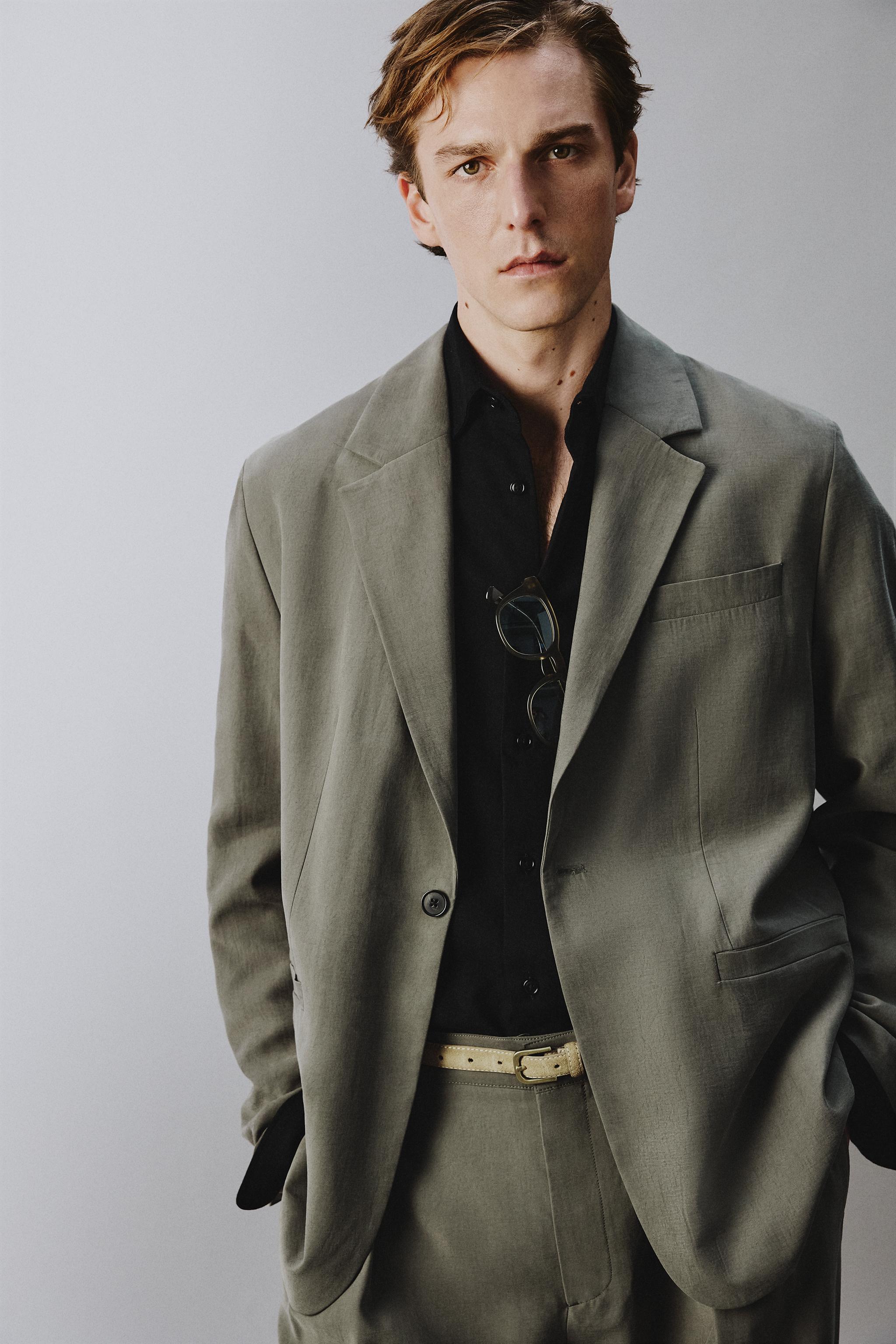 RELAXED FIT SUIT BLAZER - Ecru / Khaki | ZARA United States