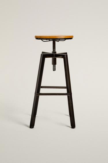 WOOD AND METAL SWIVEL STOOL — Black 2