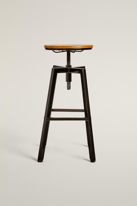 WOOD AND METAL SWIVEL BAR STOOL - Black by Zara - Image 0