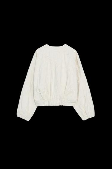 JACKE MIT STICKEREI - Cremefarben von Zara