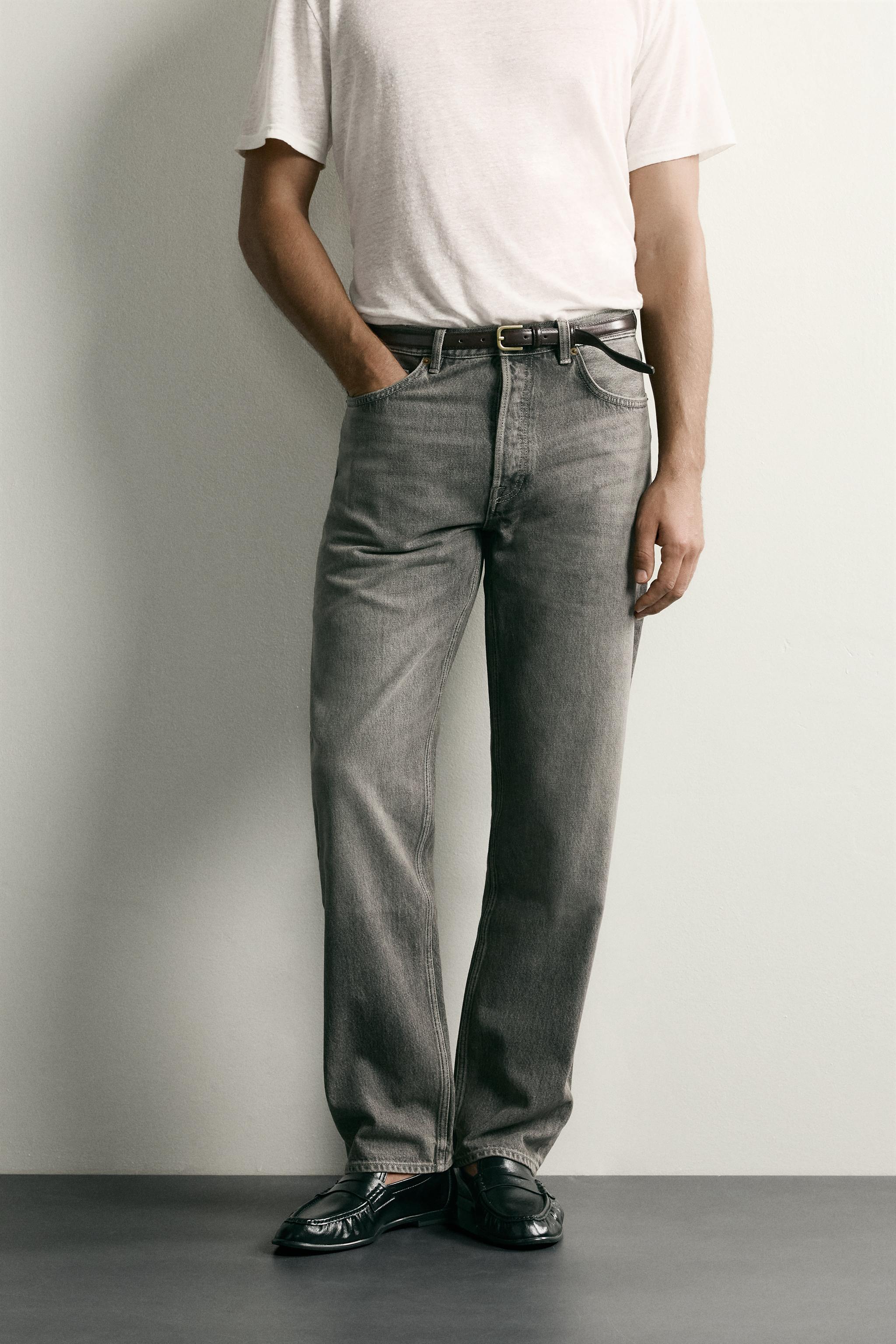 STRAIGHT-LEG JEANS — Grey