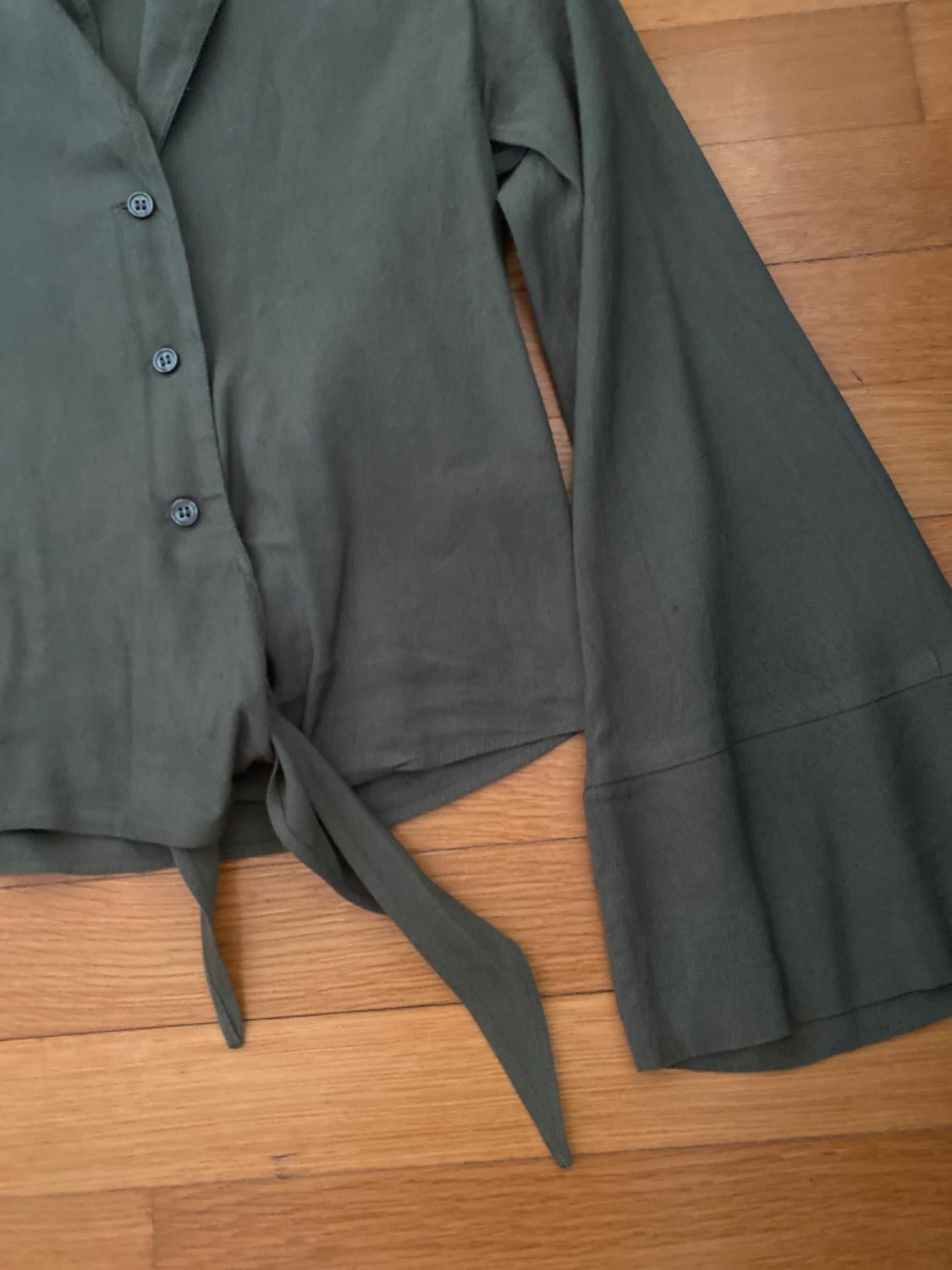 LINEN BLEND KNOTTED BLOUSE - Image 4