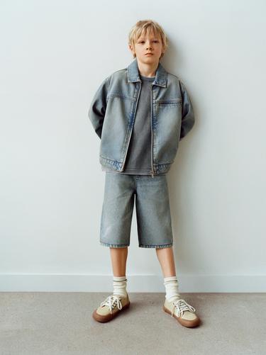 FADED DENIM JACKET - Blue / Green by Zara