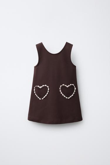 ROBE EN MAILLE POINT ROME À POCHES CŒUR - Chocolat de Zara