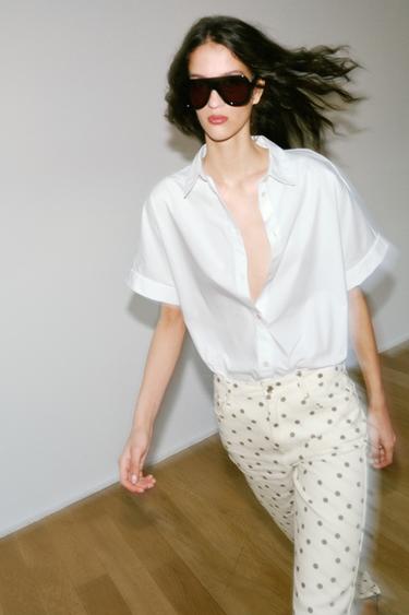 Z1975 MID-WAIST MINI FLARE JEANS WITH DOTS - Oyster-white by Zara - Image 7