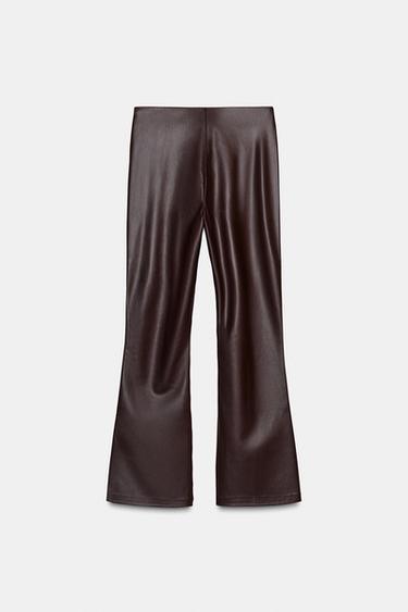 LEGGING LÉGÈREMENT ÉVASÉ MATIÈRE SYNTHÉTIQUE - Marron de Zara - Image 5