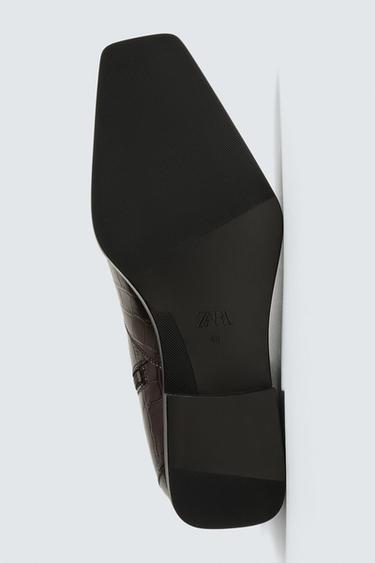 BOTTES EN CUIR GRAVÉ CROCODILE - Bordeaux de Zara - Image 3