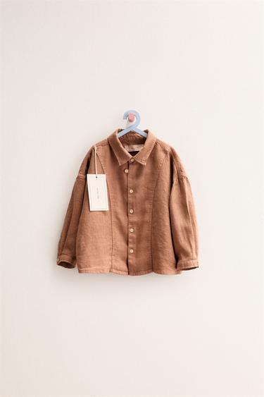 ZARA TIMELESS - 100% LINEN OVERSHIRT - Clay by Zara